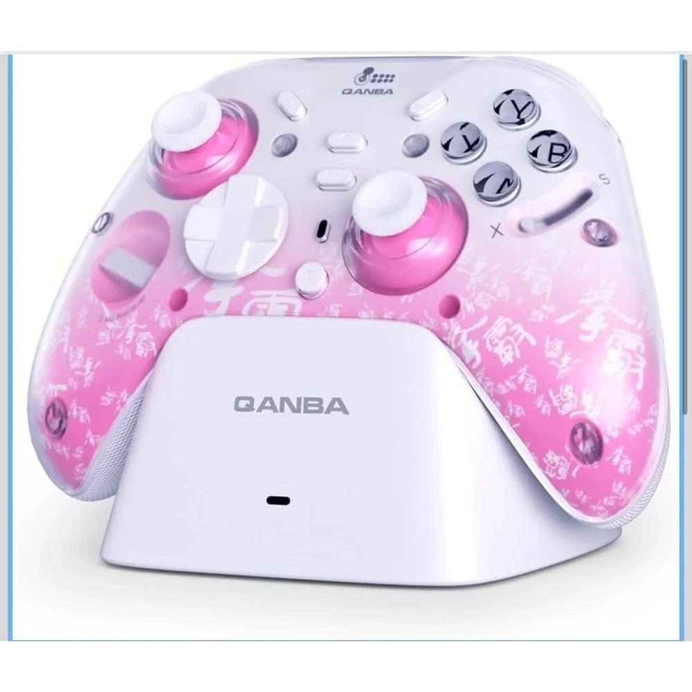 Qanba Phantom Wireless Game Controller Pink White Charging Dock HYL1-RP NWOB